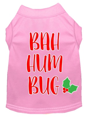 Bah Humbug Screen Print Dog Shirt Light Pink Lg