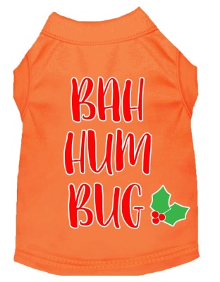 Bah Humbug Screen Print Dog Shirt Orange Lg
