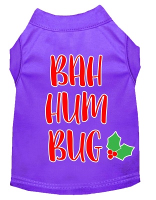 Bah Humbug Screen Print Dog Shirt Purple Lg