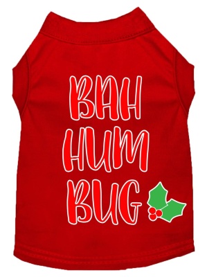 Bah Humbug Screen Print Dog Shirt Red Lg