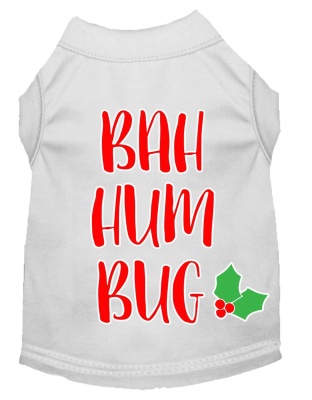 Bah Humbug Screen Print Dog Shirt White Lg