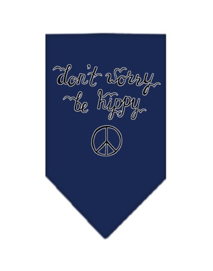 Be Hippy Screen Print Bandana Navy Blue large