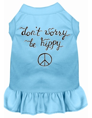 Be Hippy Screen Print Dog Dress Baby Blue 4X (22)