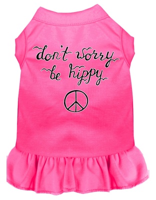 Be Hippy Screen Print Dog Dress Bright Pink 4X (22)