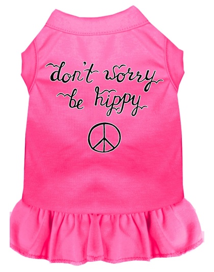 Be Hippy Screen Print Dog Dress Bright Pink 4X (22)