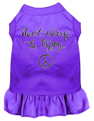 Be Hippy Screen Print Dog Dress Purple 4X (22)