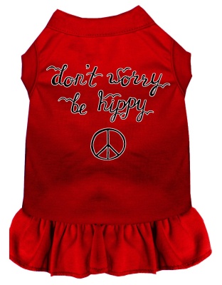 Be Hippy Screen Print Dog Dress Red 4X (22)