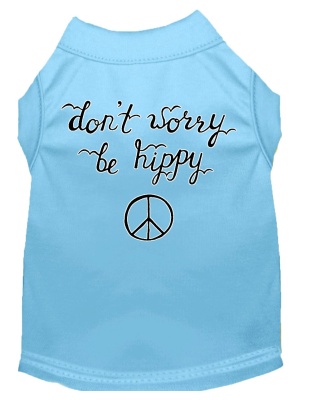 Be Hippy Screen Print Dog Shirt Baby Blue Lg