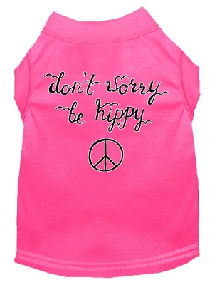 Be Hippy Screen Print Dog Shirt Bright Pink Lg