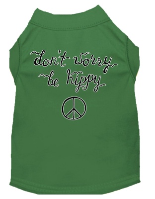 Be Hippy Screen Print Dog Shirt Green Lg