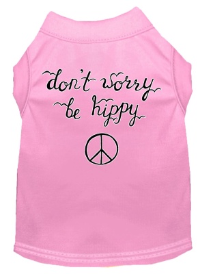 Be Hippy Screen Print Dog Shirt Light Pink Lg