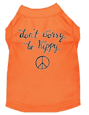 Be Hippy Screen Print Dog Shirt Orange Lg