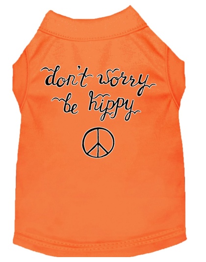 Be Hippy Screen Print Dog Shirt Orange Lg