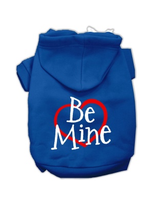 Be Mine Screen Print Pet Hoodies Blue Size Lg