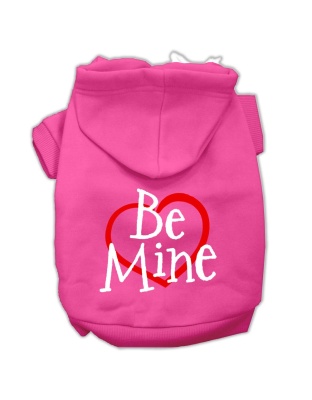 Be Mine Screen Print Pet Hoodies Bright Pink Size Lg