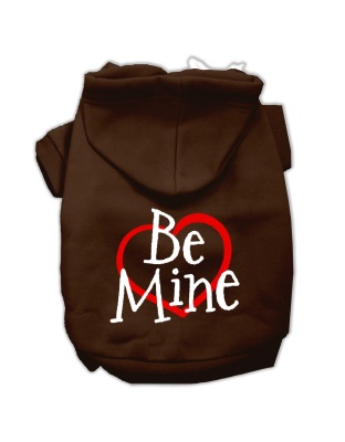 Be Mine Screen Print Pet Hoodies Brown Size Lg