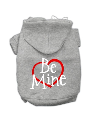 Be Mine Screen Print Pet Hoodies Grey Size Lg
