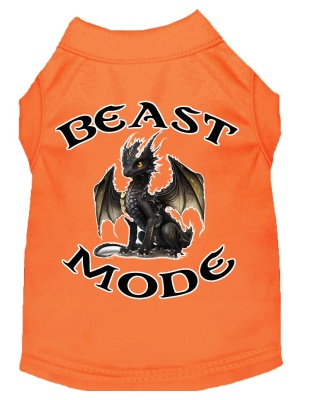 Beast Mode Dragon Screen Print Dog Shirt Orange XS (8)
