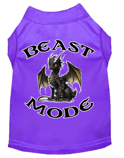 Beast Mode Dragon Screen Print Dog Shirt Purple XS (8)