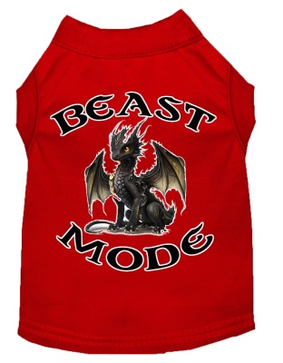 Beast Mode Dragon Screen Print Dog Shirt Red XS (8)