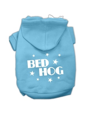 Bed Hog Screen Printed Pet Hoodies Baby Blue Size Lg