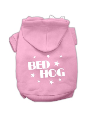 Bed Hog Screen Printed Pet Hoodies Light Pink Size Lg