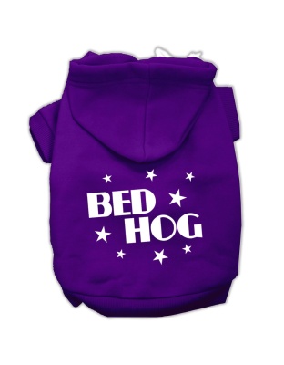 Bed Hog Screen Printed Pet Hoodies Purple Size Lg
