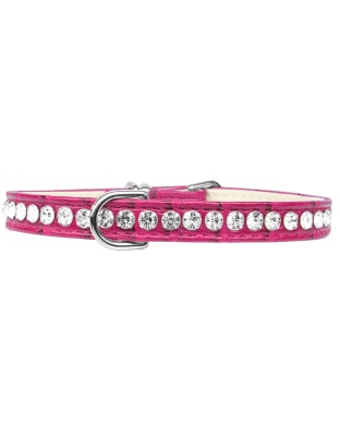 Beverly Style Rhinestone Designer Croc Dog Collar Bright Pink Size 10