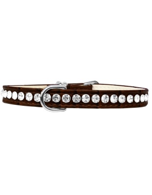 Beverly Style Rhinestone Designer Croc Dog Collar Chocolate Size 10