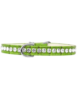Beverly Style Rhinestone Designer Croc Dog Collar Lime Green Size 10