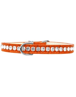 Beverly Style Rhinestone Designer Croc Dog Collar Orange Size 10