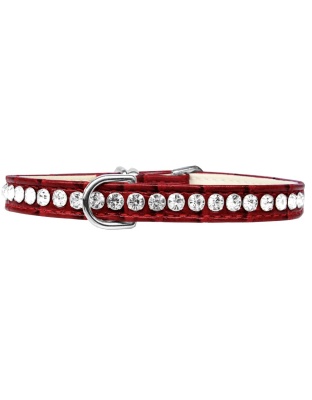 Beverly Style Rhinestone Designer Croc Dog Collar Red Size 10