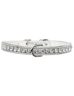 Beverly Style Rhinestone Designer Croc Dog Collar Silver Size 10