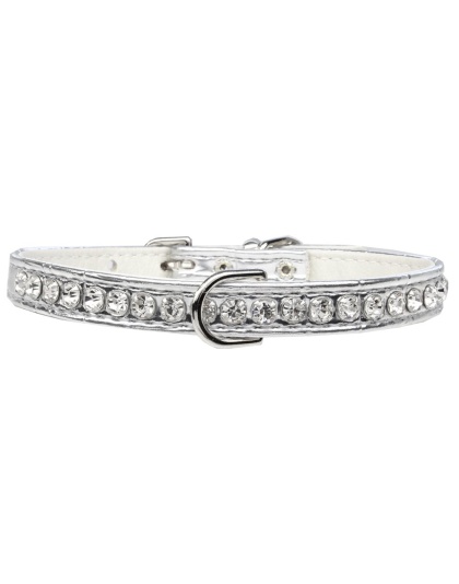 Beverly Style Rhinestone Designer Croc Dog Collar Silver Size 10
