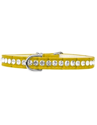 Beverly Style Rhinestone Designer Croc Dog Collar Yellow Size 10