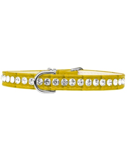 Beverly Style Rhinestone Designer Croc Dog Collar Yellow Size 10