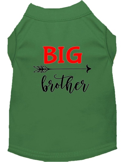 Big Brother Screen Print Dog Shirt Green Lg