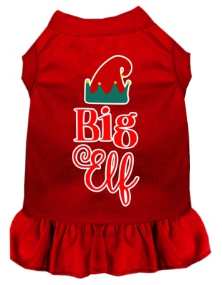 Big Elf Screen Print Dog Dress Red 4X