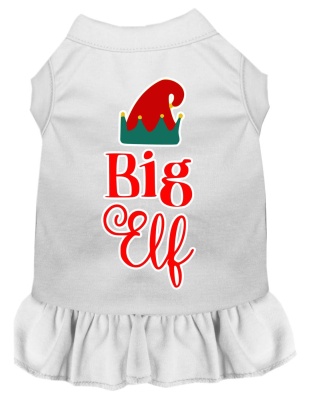 Big Elf Screen Print Dog Dress White 4X
