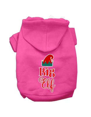 Big Elf Screen Print Dog Hoodie Bright Pink L