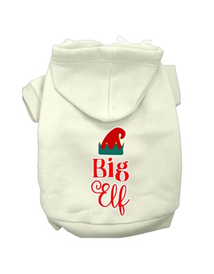 Big Elf Screen Print Dog Hoodie Cream L