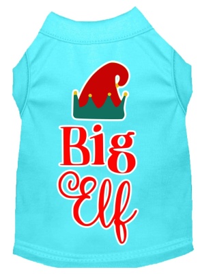 Big Elf Screen Print Dog Shirt Aqua Lg