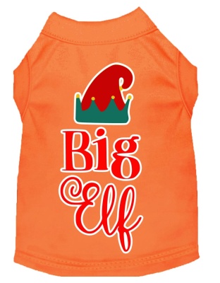 Big Elf Screen Print Dog Shirt Orange Lg