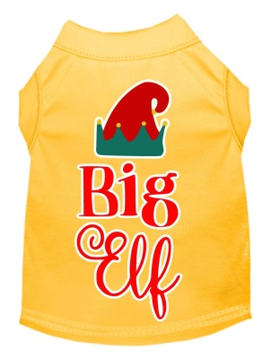 Big Elf Screen Print Dog Shirt Yellow Lg