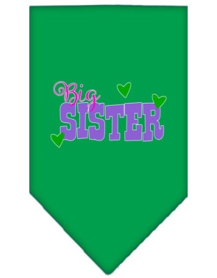 Big Sister Screen Print Bandana Emerald Green Large