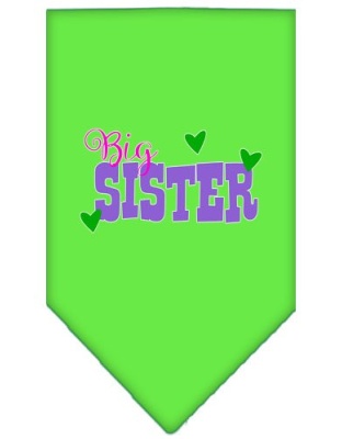 Big Sister Screen Print Bandana Lime Green Large