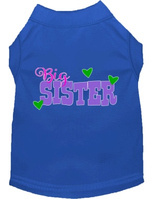 Big Sister Screen Print Dog Shirt Blue Lg
