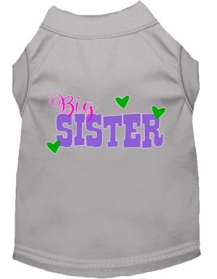 Big Sister Screen Print Dog Shirt Grey Lg