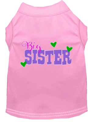Big Sister Screen Print Dog Shirt Light Pink Lg
