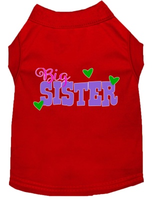 Big Sister Screen Print Dog Shirt Red Lg